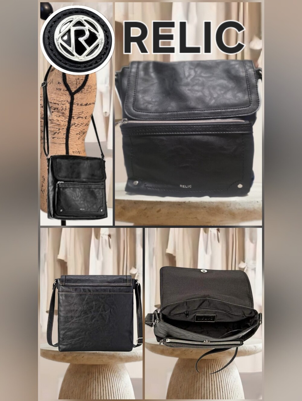 Relic by Fossil Evie Leather Flap Crossbody Handbag In Black Model-RLH2527001